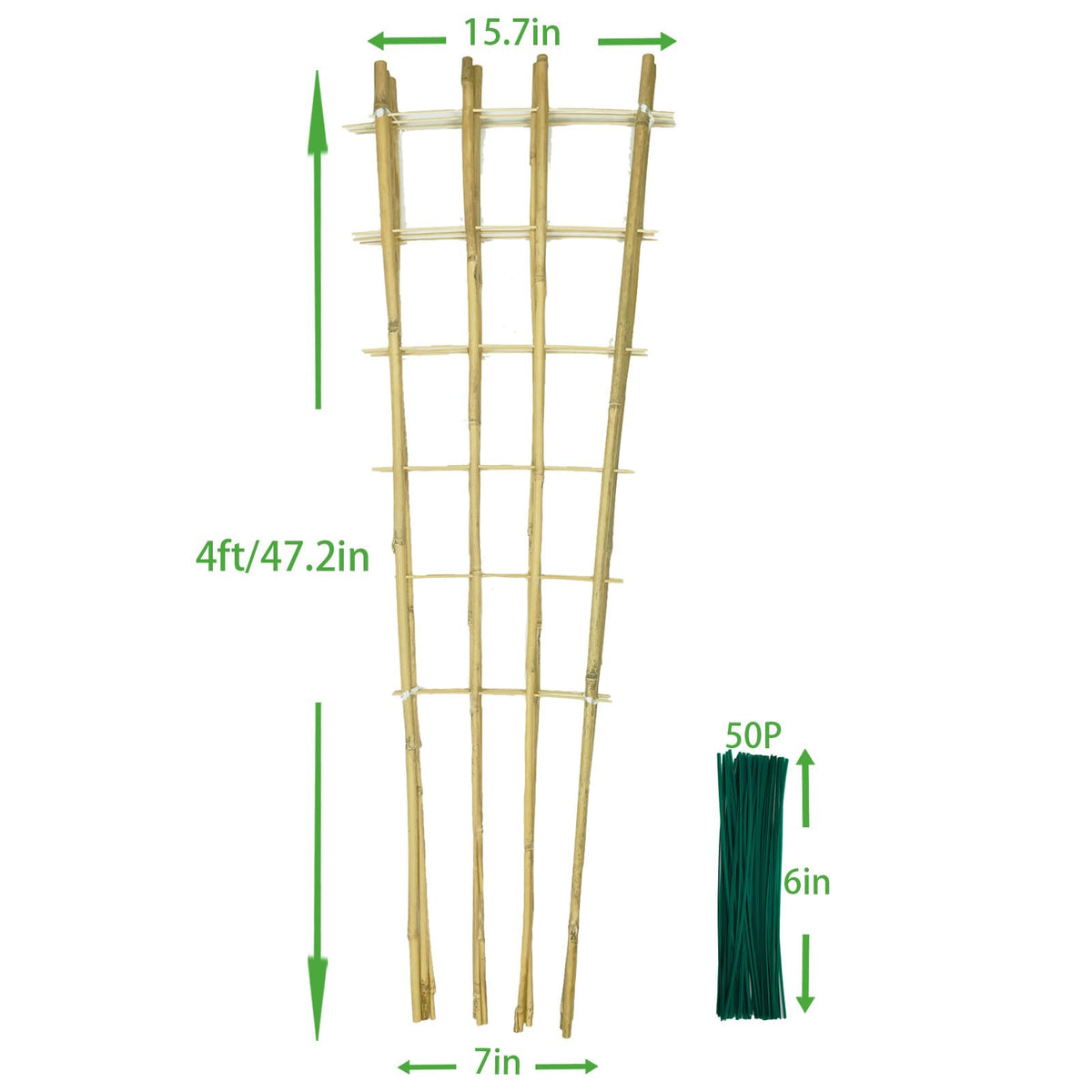 Natural Bamboo Trellis, 4.8Feet,3Pack,Fan-Shaped Plant Support Trellis for Outdoor and Indoor Potted Climbing Plants,Vegetables, Cucumber, Tomato, Hoya,