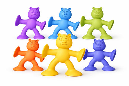 Guibola 6 PCS Suction Cup Toys, No Hole Baby Bath Toys Suction Toy - Connect, Build, Create - Toddler Bath Toys for Kids Ages 1-3, Silicone Sensory Fidget Toys for Baby Tray Window Travel