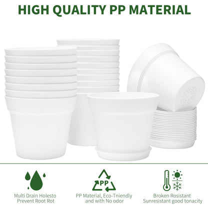 GARDIFE 20 Pack 6 inch Plant pots, planters for Indoor Plants, Flower pots, White