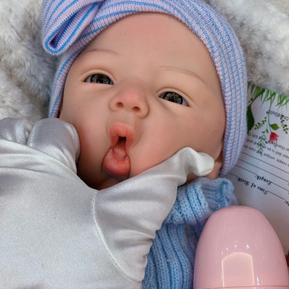 Abenduot 18inch 6.2lbs Full Body Soft Solid Silicone Baby Dolls Can Open Mouth Lifelike Handmade Painted Newborn Girl Doll Anatomically Correct