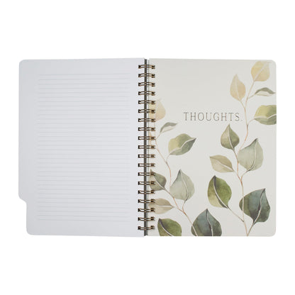 Fringe Studio Large Tab Notebook, "Modern Eucalyptus", Flexible Paperback Cover, 5 Subject/Die-Cut Dividers, 7.25" X 10", 180 Lined Pages, Multicolor (343PA001FSC)
