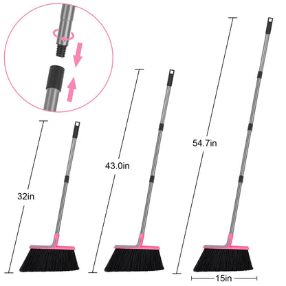KeFanta Heavy Duty Broom, Outdoor Broom with 54.7" Long Handle, Commercial Brooms for Sweeping Outdoor Concrete Courtyard Garage Patio Indoor Home Floor Kitchen Office Lobby