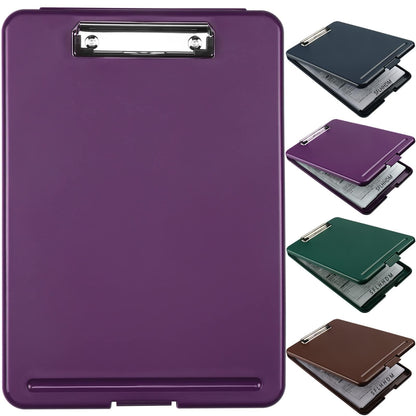 SFLHHDM A4 Clipboards, Folder Clipboard with Storage, Folio Plastic Clipboard with Low Profile Clip,Waterproof Nursing Clipboards Foldable Document Case for Office Work-Deep Purple