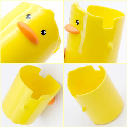 inheming 2 Pcs Pencil Holder for Kids, Cute Cartoon Little Yellow Duck Pen Holder, Multifunctional Phone Holder Makeup Brush Holder Stationery Storage Cup