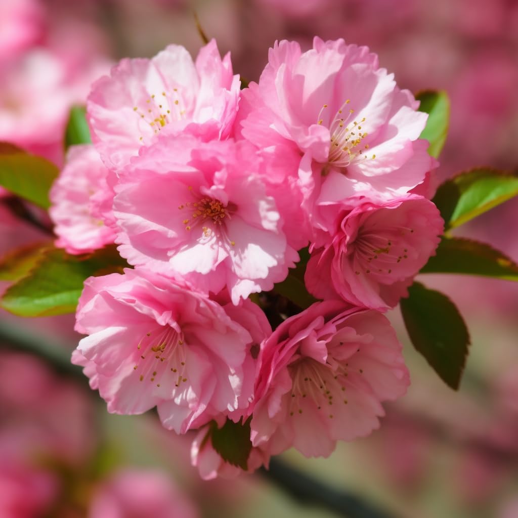 Pink Flowering Almond Shrub (Flowering Plum Bush) - 6-12" Tall Tree - 4" Pot - Live Ornamental Plant - Fragrant Pink Blossoms - Prunus triloba