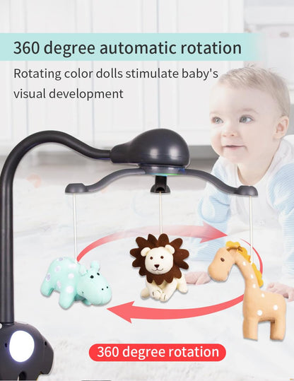 CUTIE PUMPKIN Baby Crib Mobile for Pack and Play,Bassinet Mobile with Music,Rotation,Nursy Lights,Natural Sounds,Timer Function,Starlight Projection,Pack n Play Crib Mobile Toys for Newborn Baby
