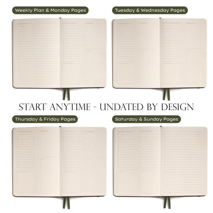 Anecdote Daily Planner w/ 2026-2027 Calendar | Start Anytime 26 Weeks Undated | 1 Page per Day | 8.5" x 5.2" | Hardcover To-Do List Organizer, Plan Your Success, Achieve Productivity Goals (Evergreen)