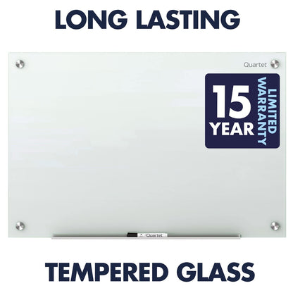 Quartet Magnetic Glass Dry Erase White Board, 24''W x 18''H Whiteboard, Infinity Frameless Mounting, White Surface (G2418W)