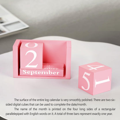Notakia Pink Decor Wooden Desk Blocks Calendar Perpetual Block Cute Office Pink Desk Accessories Preppy Room Decor for Women