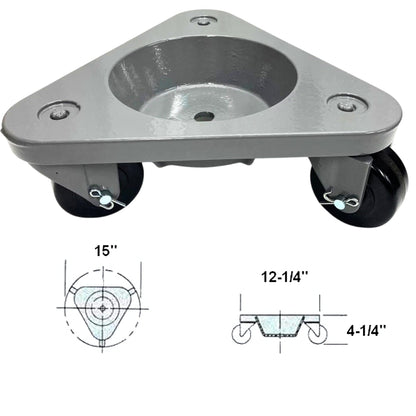 Bond 3310 Super Duty Cup Dolly – 750 lb Capacity – Cast Iron Triangular Dolly with 3" Phenolic Wheels – Heavy-Duty Cup Caster for Posts, Pipes, Legs, Industrial Material Handling – Made in USA