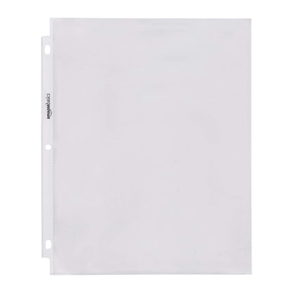 Amazon Basics Heavy Duty Non-Glare Sheet Protector for Documents, 3 Ring Binder, Top Loading, Letter Size 8.5 x 11 inch, Clear, 100-Pack
