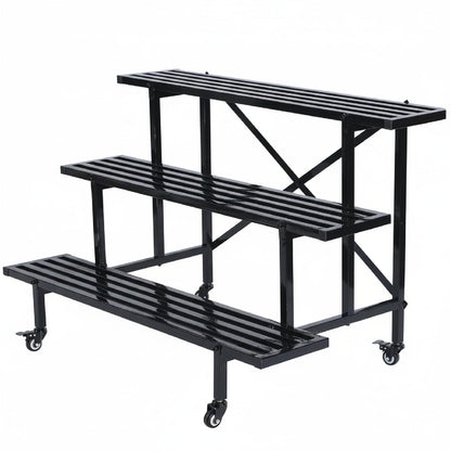 Yunphia US 3-Tier Metal Plant Stand, 45.56”L x 26”W x 23.6”H - Heavy-Duty Rolling Tiered Plant Display Rack for Indoor, Outdoor & Patio Use