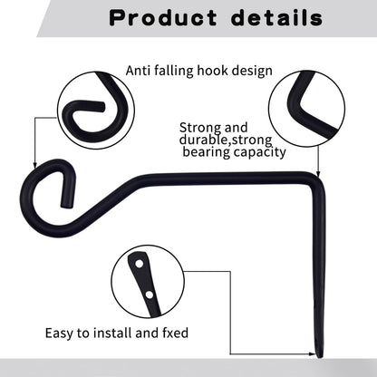 Sexoeie 2 Pcs 6.7 Inch Black Plant Hanger Hooks Indoor/Outdoor Wall Mount. Metal Heavy Duty Hanging Plant Holder.Hanging Holder for Bird Feeders, Wind Chimes, Flower Baskets (Black, 2Pcs)