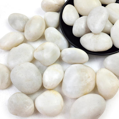 SHIZWU 5LB White River Rocks - 2-3 inch High Polished Decorative Pebbles, Stones for Landscaping, Natural River Rocks for Outdoor Décor, Plants,Vase Filler,Fish Tank