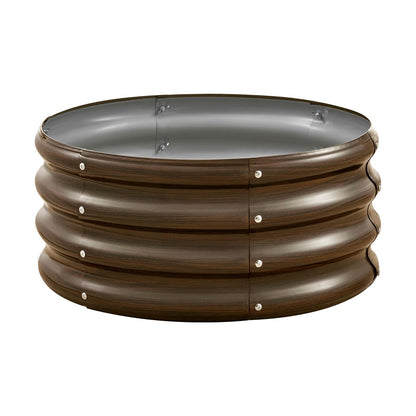 VEVOR 3 Pcs 2x2x1ft Round Galvanized Raised Garden Bed Kit, Outdoor Metal Raised Beds for Gardening Vegetables, Easy Assembly Garden Planter Box for Flowers Fruits with Open Base