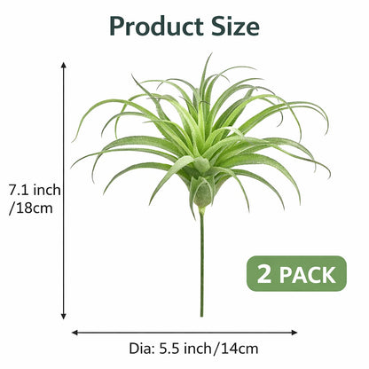 2 Pack Artificial Air Plants, Realistic Looking Faux Tillandsia Succulents Plants for Home Decor, Indoor Outdoor Garden, Terrarium, Office Desk, Wedding Displays (Green)