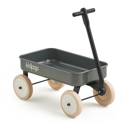 Kidpop Pula-Mini First Wagon for Toddlers, 4-Wheel Baby Pull Toy Cart for Kids Ages 1-3, Indoor & Outdoor Push Walker Toy, Ideal 1 Year Old Birthday Gifts (Grey)