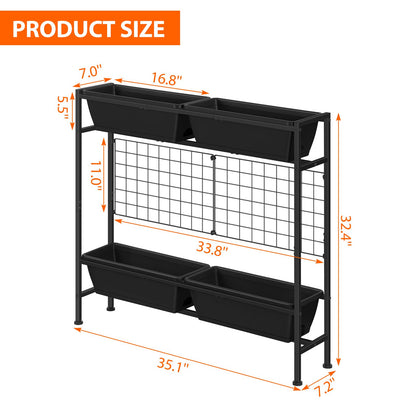 OYEAL Raised Garden Bed 32" Tall Elevated Planter Boxes with Trellis & Legs, Vertical Herb Garden Planter Outdoor for Gardening, Vegetables, Flowers, Herbs, Backyard, Black