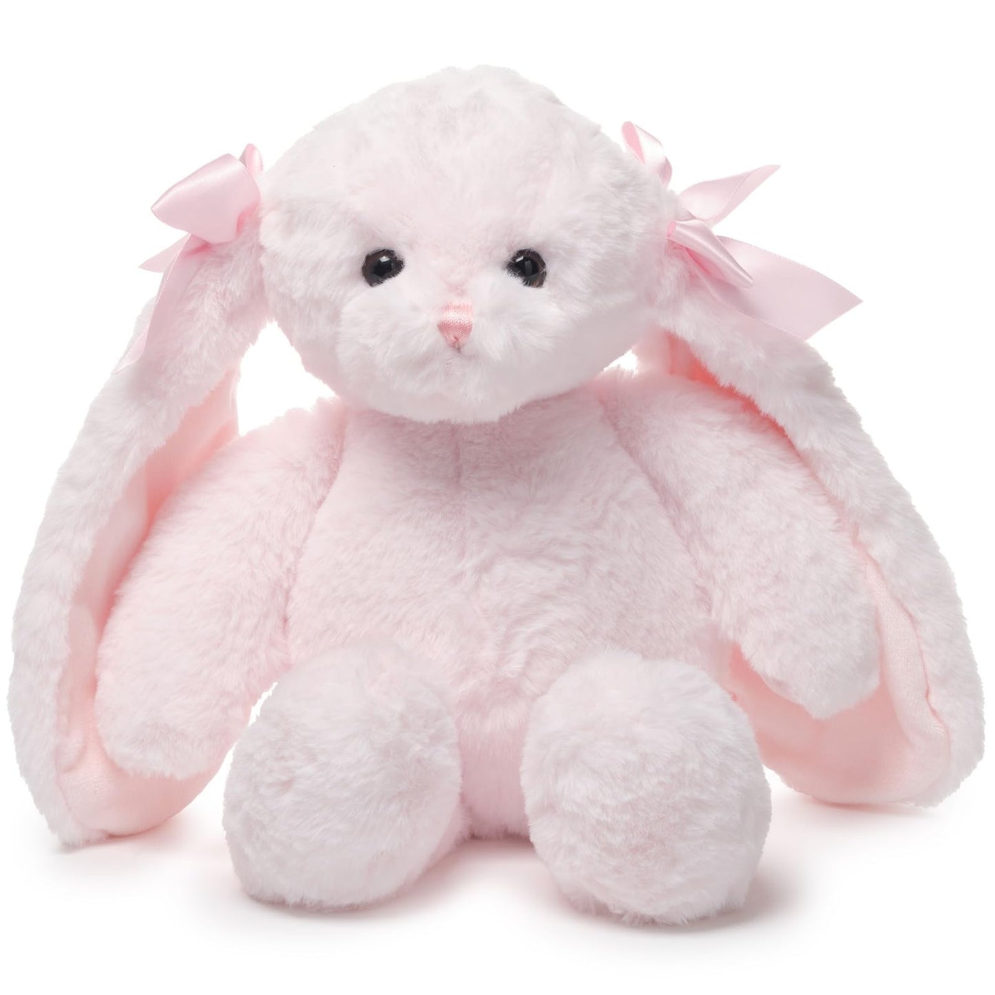Bearington Light Pink Plush Easter Bunny Stuffed Animal - 14" Soft Cuddly Easter Rabbits with Fluffy Fur and Long Ears - Adorable Stuffed Bunnies Toy Gifts for Kids, Babies, and Holiday Celebrations