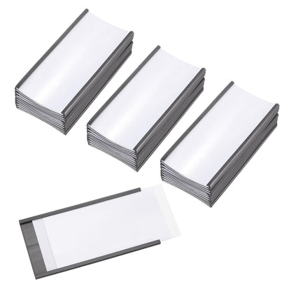 PATIKIL Magnetic Label Holder 4" x 2" with Paper Inserts, 50 Pcs C Channel Magnetic File Cabinet Labels Shelf Data Card Holder Signs for Metal Racks Shelves Whiteboard Tool Box