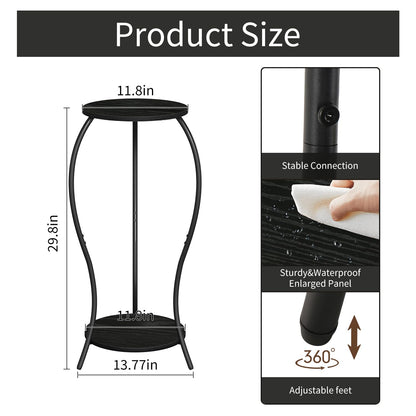 VYUOL Plant Stand Indoor, 2 Tier Round Tall Plant Stand, Flower Pot Stand, Plant Shelf Rack, Corner Plant Stand for Planter Garden Balcony Patio Living Room, Black