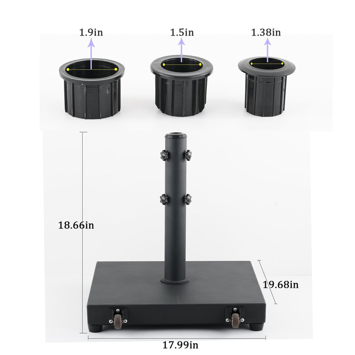 Atsasaye 45lbs Umbrella Base Patio Heavy Duty Umbrella Stand Outdoor Base for Φ1.2''-Φ2.2'' Pole Steel Square Weighted Stand for Backyard,Garden,Deck,Poolside