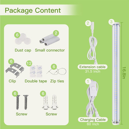 GYTF T5 LED Grow Lights, 1.4Ft 5000K Full Spectrum White Grow Lights for Indoor Plants Strip, Greenhouse Succulent Seed Starting, End-to-End Design