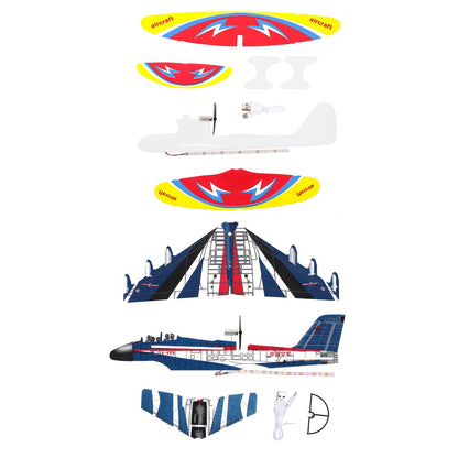 Totority USB Rechargeable Electric Foam Glider Planes 2Pcs with LED Lights, Hand Thrown Airplane Toys for Kids Boys Girls, Safe Durable Material, Perfect Outdoor Indoor Flying Fun Present