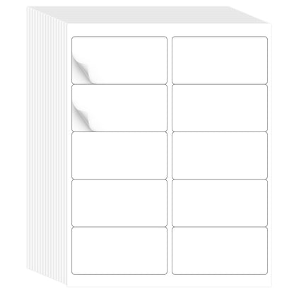 L LIKED 2" x 4" Label Stickers, Printable White 10 per Sheets Total 1000 Labels for Laser/Inkjet Printing - Matte (1000 Labels)