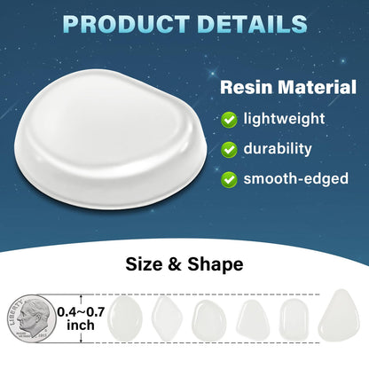 PoYang 1000pcs Glow in The Dark Rocks Outdoor - White Resin Glowing Pebbles for Landscaping, Garden, Fish Tank and Aquarium Indoor Decor, Powered by Sunlight or Lamplight (0.4"-0.7"/pc, 1.2lbs/Bag)