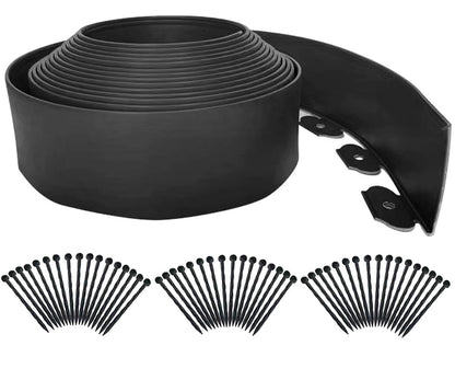 Landscape Edging 33FT,Garden Edging Borders [Extra Tall 4IN High] Flexible Lawn Edging Kit with Total 50pcs Stakes,Plastic Fence Edge DIY for Yard,Tree,Flowerbeds,Landscaping,Grass -Black