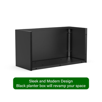 Ganeekiron Metal Planters - Rectangular Planter, All-Weather Durable with 4 Drainage Holes, 25x11x13 Inches for Porch & Patio, Black