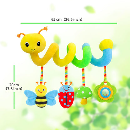 FPVERA Car Seat Toys for Babies 0-6 Months Upgraded Version Spiral Car Seat & Stroller Activity Toy, Soft Plush Hanging Toys with Rattles, Best Gift for Ages 0 and Up