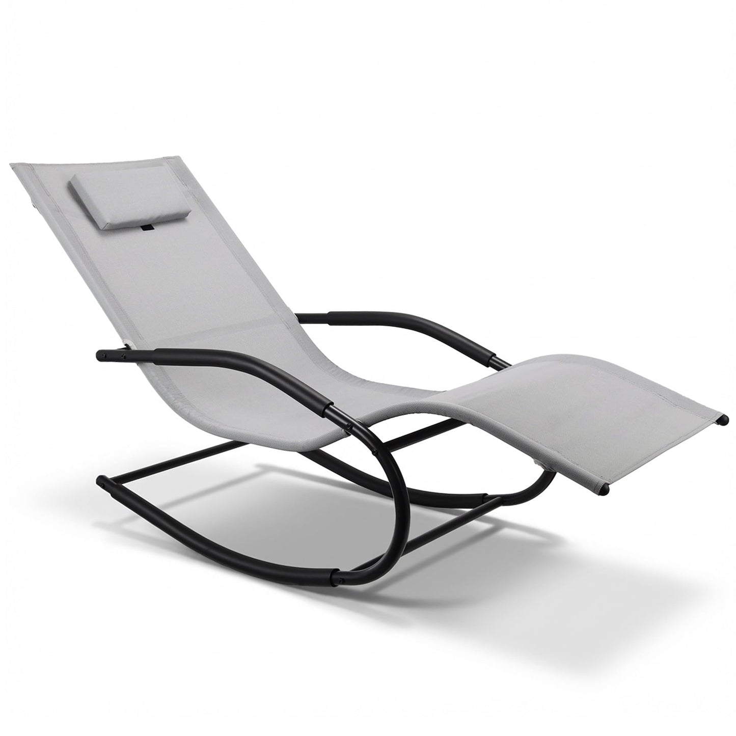 Anmiro Zero Gravity Rocking Chair Lightweight Lounge Chair Recliner with Detachable Pillow for Patio, Lawn, Pool, Outdoor Home Furniture, Grey