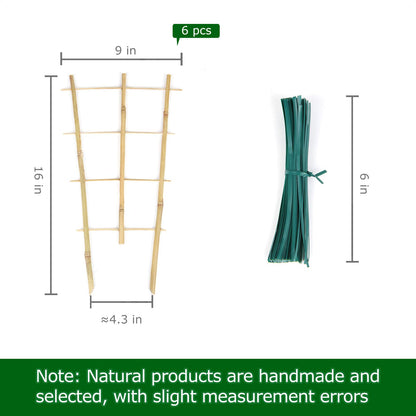 Cambaverd Plant Trellis Indoor, 3 Pack Bamboo Trellises, 16in Fan-Shaped Trellis for Potted Plants Climbing Plants Hoya Vine Ivy