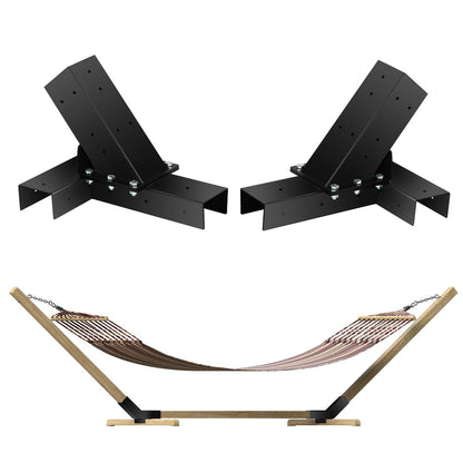 TOPTGO Hammock Stand Bracket, Heavy Duty DIY Hammock Bracket Kits Fit for 4" x 4" (Actual 3.5" x 3.5") Lumber /Wood Posts, 500 LBS Capacity, Black Powder Coated-2PACK