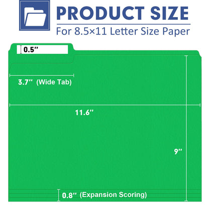 File Folder, PANDRI 120 Pack File Folder, 1/3 Cut Tab, Letter Size, Filing Folder for Office School Business, Green