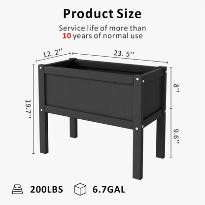 KETOYARK Raised Garden Bed with Drainage Hole Waterproof Small HDPE Elevated Planter Box with Legs Stable and Durable to Plant Herb Vegetable Flower,Patio,Balcony Outdoors/Indoors Black