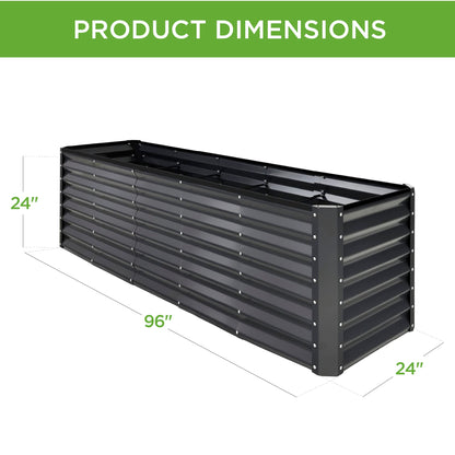 Best Choice Products 8x2x2ft Outdoor Metal Raised Garden Bed, Rectangular Deep Root Planter Box for Vegetables, Flowers, Herbs, and Succulents w/ 239 Gallon Capacity - Gray