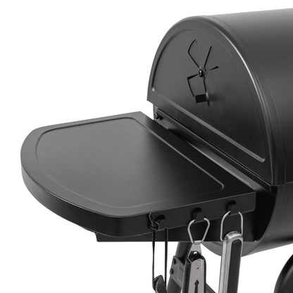 Char-Griller® King-Griller Gambler Charcoal Grill and Smoker with Damper Smoke Control, Cast Iron Grates, and Side Shelf, 315 Cooking Square Inches in Black, Model E1416