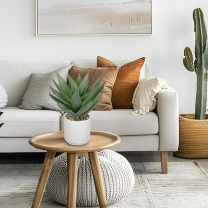Hollyone Large Artificial Agave Plants 11.8“ Fake Succulents Potted Faux Aloe Vera Plant in White Pot Succulent Agave Plants for Desk Modern Office Living Room Table Shelf Home Indoor Outdoor Decor