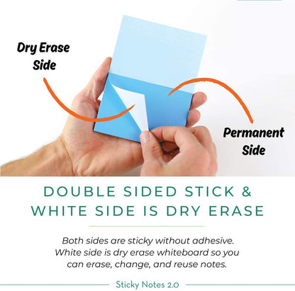Self-Stick Notes 4x4 inch | Sticks to Any Surface Without Glue | Reusable White Dry Erase | 5 Pack, 500 Sheets (Assorted Colors, 4x4 inches)