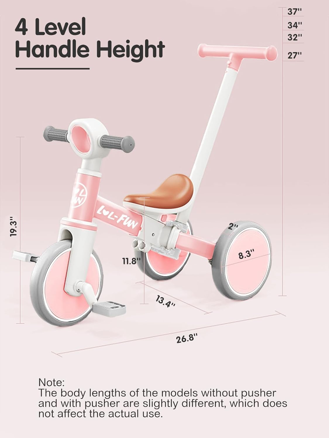 LOL-FUN Tricycle for Toddlers 1-3 Years Old Riding Toy, 5 in 1 Baby Balance Bike 2 Year Old Boys Girls with Parent Steering Push Handle