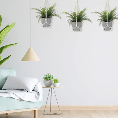 Macrame Plant Hanger Indoor, 2 Pack Boho Decor Hanging Plant Holder Hanging Planters for Indoor Plants Window Plant Hanger Flower Pot Hanging Basket with Wood Beads and Metal Hook Rings Ivory 20 Inch