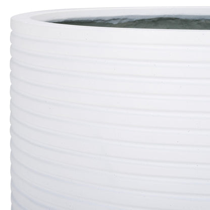 SAFAVIEH Outdoor - Nardo White Cement Ficonstone Planter Pot with Drainage Hole, Frost Resistant Garden Planter for Patio, Deck, Backyard, 22.83" W x 22.83" D x 18.11" H (PAT1531C)