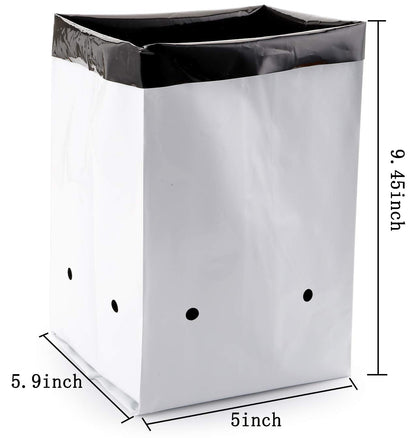 Lawei 100 Pack 1 Gallon Plastic Grow Bags - Black and White Plant Nursery Bags Seeding Bags for Vegetable Flower Plant, Thick Plastic Bag for Potting Seedlings, and Rooting, Square Shape