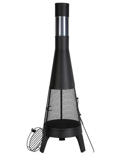VEVOR Chiminea, 20 Inch Outdoor Wood Burning Firepit, Conical Fireplace for BBQ & Warming, Outside Wooden Fire Pit with Grill Mesh, Chimney Coat & Rustproof Chiminea Lid, for Patio, Garden, Backyard