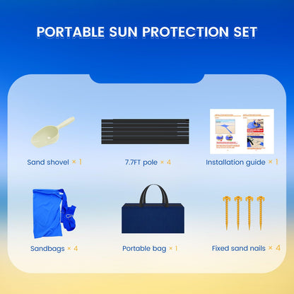 besuhot Beach Tent Sun Shelter 10x10FT Beach Shade Canopy with 8 Sandbags, UPF 50+ Protection Beach Shade Canopy, Outdoor Tent for Beach Camping Trips, Fishing, Backyard