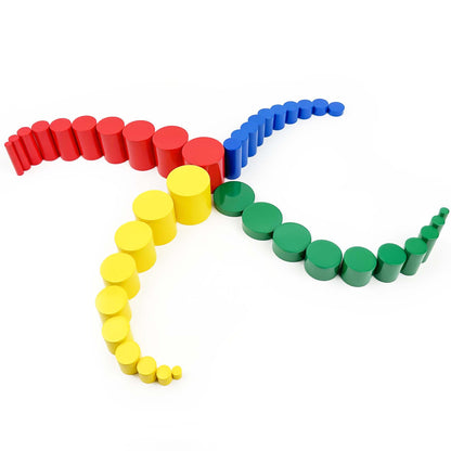 Hidoggy Montessori Knobless Cylinders(Set of 4), Early Educational Material Sensorial Toy for Toddler 3+, Preschool Learning for Kids Boy Girl Gift