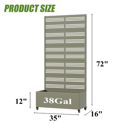 Casaphoria Metal Raised Garden Bed with Trellis and Wheels, 72"x35"x16" Planter Box for Climbing Plants, Vegetables & Vines, Features Drainage Holes and Privacy Screen, Grey-Harold